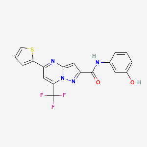 molecular formula C18H11F3N4O2S B3568564 N-(3-hydroxyphenyl)-5-(2-thienyl)-7-(trifluoromethyl)pyrazolo[1,5-a]pyrimidine-2-carboxamide 