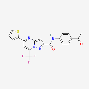 molecular formula C20H13F3N4O2S B3568569 N-(4-acetylphenyl)-5-(2-thienyl)-7-(trifluoromethyl)pyrazolo[1,5-a]pyrimidine-2-carboxamide 