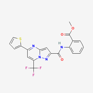 molecular formula C20H13F3N4O3S B3568580 methyl 2-({[5-(2-thienyl)-7-(trifluoromethyl)pyrazolo[1,5-a]pyrimidin-2-yl]carbonyl}amino)benzoate 