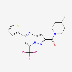 molecular formula C18H17F3N4OS B3568593 2-[(4-methyl-1-piperidinyl)carbonyl]-5-(2-thienyl)-7-(trifluoromethyl)pyrazolo[1,5-a]pyrimidine 