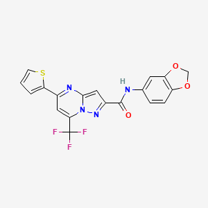 molecular formula C19H11F3N4O3S B3568606 N-1,3-benzodioxol-5-yl-5-(2-thienyl)-7-(trifluoromethyl)pyrazolo[1,5-a]pyrimidine-2-carboxamide 