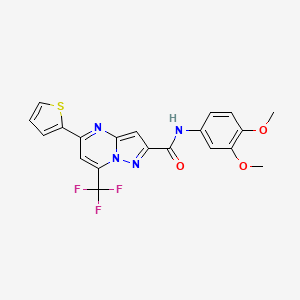 molecular formula C20H15F3N4O3S B3568613 N-(3,4-dimethoxyphenyl)-5-(2-thienyl)-7-(trifluoromethyl)pyrazolo[1,5-a]pyrimidine-2-carboxamide 