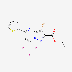molecular formula C14H9BrF3N3O2S B3568625 ethyl 3-bromo-5-(2-thienyl)-7-(trifluoromethyl)pyrazolo[1,5-a]pyrimidine-2-carboxylate 