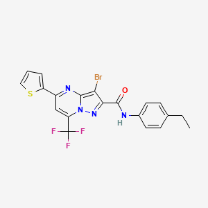 molecular formula C20H14BrF3N4OS B3568631 3-bromo-N-(4-ethylphenyl)-5-(2-thienyl)-7-(trifluoromethyl)pyrazolo[1,5-a]pyrimidine-2-carboxamide 