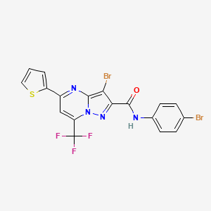 molecular formula C18H9Br2F3N4OS B3568633 3-bromo-N-(4-bromophenyl)-5-(2-thienyl)-7-(trifluoromethyl)pyrazolo[1,5-a]pyrimidine-2-carboxamide 