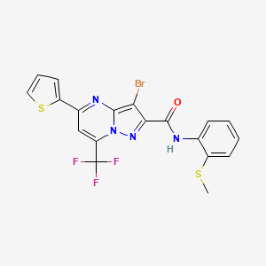 molecular formula C19H12BrF3N4OS2 B3568646 3-bromo-N-[2-(methylthio)phenyl]-5-(2-thienyl)-7-(trifluoromethyl)pyrazolo[1,5-a]pyrimidine-2-carboxamide 