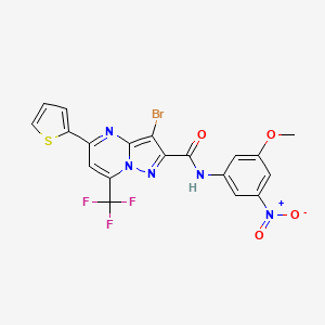 molecular formula C19H11BrF3N5O4S B3568677 3-bromo-N-(3-methoxy-5-nitrophenyl)-5-(2-thienyl)-7-(trifluoromethyl)pyrazolo[1,5-a]pyrimidine-2-carboxamide 