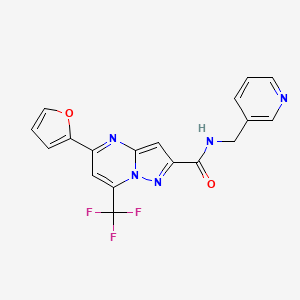 molecular formula C18H12F3N5O2 B3568684 5-(2-furyl)-N-(3-pyridinylmethyl)-7-(trifluoromethyl)pyrazolo[1,5-a]pyrimidine-2-carboxamide 