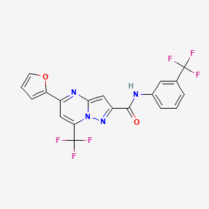 molecular formula C19H10F6N4O2 B3568688 5-(2-furyl)-7-(trifluoromethyl)-N-[3-(trifluoromethyl)phenyl]pyrazolo[1,5-a]pyrimidine-2-carboxamide 