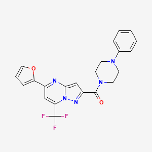 molecular formula C22H18F3N5O2 B3568694 5-(2-furyl)-2-[(4-phenyl-1-piperazinyl)carbonyl]-7-(trifluoromethyl)pyrazolo[1,5-a]pyrimidine 