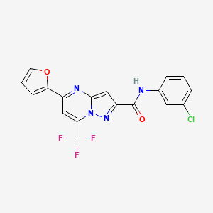 molecular formula C18H10ClF3N4O2 B3568702 N-(3-chlorophenyl)-5-(2-furyl)-7-(trifluoromethyl)pyrazolo[1,5-a]pyrimidine-2-carboxamide 
