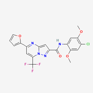 molecular formula C20H14ClF3N4O4 B3568709 N-(4-chloro-2,5-dimethoxyphenyl)-5-(2-furyl)-7-(trifluoromethyl)pyrazolo[1,5-a]pyrimidine-2-carboxamide 