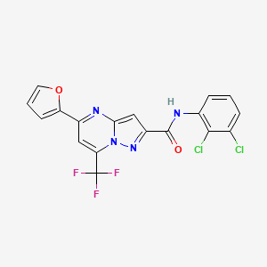 molecular formula C18H9Cl2F3N4O2 B3568717 N-(2,3-dichlorophenyl)-5-(2-furyl)-7-(trifluoromethyl)pyrazolo[1,5-a]pyrimidine-2-carboxamide 