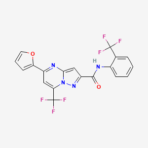 molecular formula C19H10F6N4O2 B3568723 5-(2-furyl)-7-(trifluoromethyl)-N-[2-(trifluoromethyl)phenyl]pyrazolo[1,5-a]pyrimidine-2-carboxamide 