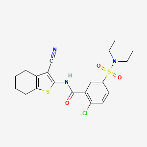 molecular formula C20H22ClN3O3S2 B3568742 2-chloro-N-(3-cyano-4,5,6,7-tetrahydro-1-benzothien-2-yl)-5-[(diethylamino)sulfonyl]benzamide 