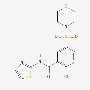molecular formula C14H14ClN3O4S2 B3568760 2-chloro-5-(4-morpholinylsulfonyl)-N-1,3-thiazol-2-ylbenzamide 