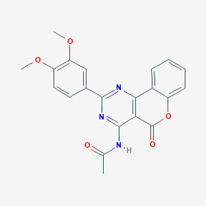 molecular formula C21H17N3O5 B3568770 N-[2-(3,4-dimethoxyphenyl)-5-oxo-5H-chromeno[4,3-d]pyrimidin-4-yl]acetamide 