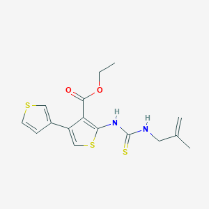 molecular formula C16H18N2O2S3 B3568784 ethyl 5-({[(2-methyl-2-propen-1-yl)amino]carbonothioyl}amino)-3,3'-bithiophene-4-carboxylate 