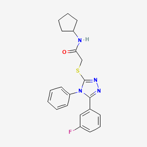 molecular formula C21H21FN4OS B3568788 N-cyclopentyl-2-{[5-(3-fluorophenyl)-4-phenyl-4H-1,2,4-triazol-3-yl]thio}acetamide 