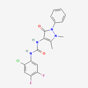 molecular formula C18H15ClF2N4O2 B3568791 N-(2-chloro-4,5-difluorophenyl)-N'-(1,5-dimethyl-3-oxo-2-phenyl-2,3-dihydro-1H-pyrazol-4-yl)urea CAS No. 5926-31-8