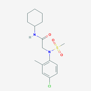 molecular formula C16H23ClN2O3S B3568881 N~2~-(4-chloro-2-methylphenyl)-N~1~-cyclohexyl-N~2~-(methylsulfonyl)glycinamide 