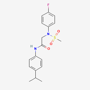 molecular formula C18H21FN2O3S B3568914 N~2~-(4-fluorophenyl)-N~1~-(4-isopropylphenyl)-N~2~-(methylsulfonyl)glycinamide 