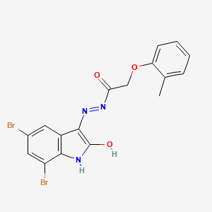 N'-(5,7-dibromo-2-oxo-1,2-dihydro-3H-indol-3-ylidene)-2-(2-methylphenoxy)acetohydrazide