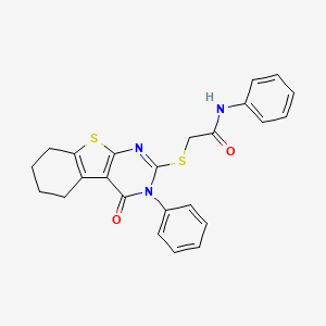 molecular formula C24H21N3O2S2 B3569121 2-[(4-oxo-3-phenyl-3,4,5,6,7,8-hexahydro[1]benzothieno[2,3-d]pyrimidin-2-yl)thio]-N-phenylacetamide 