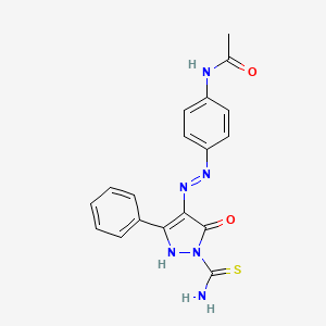 molecular formula C18H16N6O2S B3569155 N-(4-{2-[1-(aminocarbonothioyl)-5-oxo-3-phenyl-1,5-dihydro-4H-pyrazol-4-ylidene]hydrazino}phenyl)acetamide 