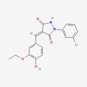 molecular formula C18H15ClN2O4 B3569195 1-(3-chlorophenyl)-4-(3-ethoxy-4-hydroxybenzylidene)-3,5-pyrazolidinedione 