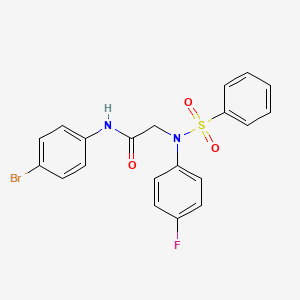 molecular formula C20H16BrFN2O3S B3569207 N~1~-(4-bromophenyl)-N~2~-(4-fluorophenyl)-N~2~-(phenylsulfonyl)glycinamide 