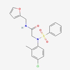 molecular formula C20H19ClN2O4S B3569227 N~2~-(4-chloro-2-methylphenyl)-N~1~-(2-furylmethyl)-N~2~-(phenylsulfonyl)glycinamide CAS No. 6078-72-4