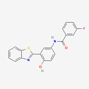 B3569297 N-[3-(1,3-benzothiazol-2-yl)-4-hydroxyphenyl]-3-fluorobenzamide CAS No. 5774-65-2