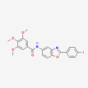 molecular formula C23H19IN2O5 B3569378 N-[2-(4-iodophenyl)-1,3-benzoxazol-5-yl]-3,4,5-trimethoxybenzamide 