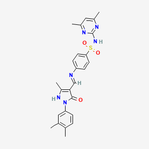 molecular formula C25H26N6O3S B3569422 4-({[1-(3,4-dimethylphenyl)-3-methyl-5-oxo-1,5-dihydro-4H-pyrazol-4-ylidene]methyl}amino)-N-(4,6-dimethyl-2-pyrimidinyl)benzenesulfonamide 