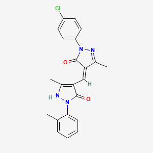 molecular formula C22H19ClN4O2 B3569426 2-(4-chlorophenyl)-4-{[5-hydroxy-3-methyl-1-(2-methylphenyl)-1H-pyrazol-4-yl]methylene}-5-methyl-2,4-dihydro-3H-pyrazol-3-one 
