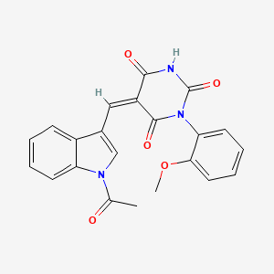 molecular formula C22H17N3O5 B3569427 5-[(1-acetyl-1H-indol-3-yl)methylene]-1-(2-methoxyphenyl)-2,4,6(1H,3H,5H)-pyrimidinetrione 