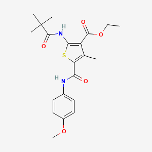 molecular formula C21H26N2O5S B3569462 ethyl 2-[(2,2-dimethylpropanoyl)amino]-5-{[(4-methoxyphenyl)amino]carbonyl}-4-methyl-3-thiophenecarboxylate 