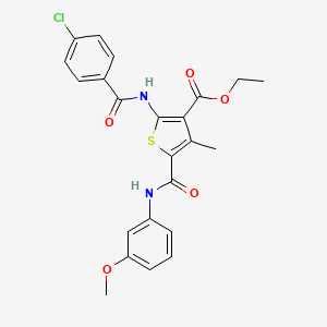 molecular formula C23H21ClN2O5S B3569465 ethyl 2-[(4-chlorobenzoyl)amino]-5-{[(3-methoxyphenyl)amino]carbonyl}-4-methyl-3-thiophenecarboxylate 