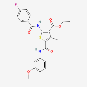 molecular formula C23H21FN2O5S B3569469 ethyl 2-[(4-fluorobenzoyl)amino]-5-{[(3-methoxyphenyl)amino]carbonyl}-4-methyl-3-thiophenecarboxylate 