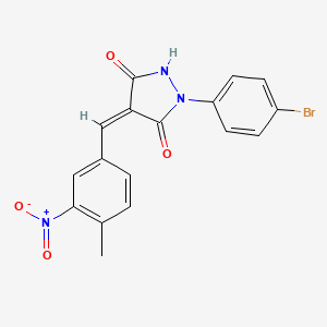 molecular formula C17H12BrN3O4 B3569483 1-(4-bromophenyl)-4-(4-methyl-3-nitrobenzylidene)-3,5-pyrazolidinedione 