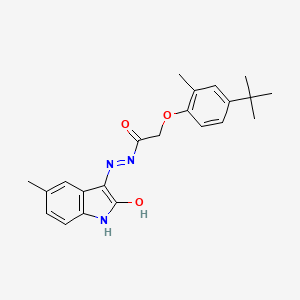 2-(4-tert-butyl-2-methylphenoxy)-N'-(5-methyl-2-oxo-1,2-dihydro-3H-indol-3-ylidene)acetohydrazide
