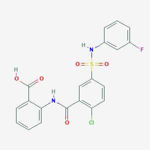 molecular formula C20H14ClFN2O5S B3569565 2-[(2-chloro-5-{[(3-fluorophenyl)amino]sulfonyl}benzoyl)amino]benzoic acid 