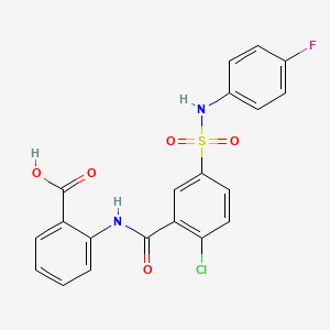 molecular formula C20H14ClFN2O5S B3569570 2-[(2-chloro-5-{[(4-fluorophenyl)amino]sulfonyl}benzoyl)amino]benzoic acid 