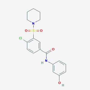 molecular formula C18H19ClN2O4S B3569580 4-chloro-N-(3-hydroxyphenyl)-3-(1-piperidinylsulfonyl)benzamide 