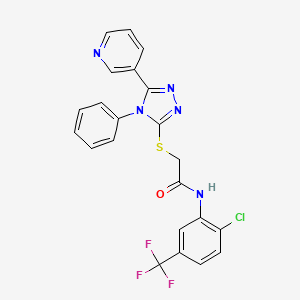 molecular formula C22H15ClF3N5OS B3569618 N-[2-chloro-5-(trifluoromethyl)phenyl]-2-{[4-phenyl-5-(3-pyridinyl)-4H-1,2,4-triazol-3-yl]thio}acetamide 