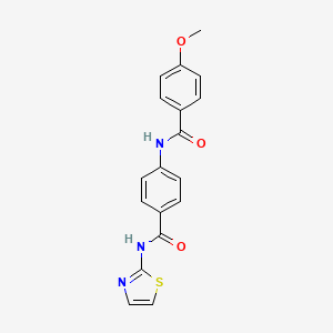 molecular formula C18H15N3O3S B3569635 4-methoxy-N-{4-[(1,3-thiazol-2-ylamino)carbonyl]phenyl}benzamide 