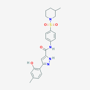 molecular formula C23H26N4O4S B356965 3-(2-hydroxy-4-methylphenyl)-N-{4-[(3-methyl-1-piperidinyl)sulfonyl]phenyl}-1H-pyrazole-5-carboxamide CAS No. 879463-03-3
