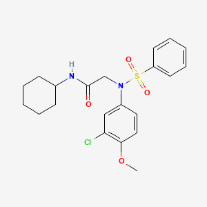 molecular formula C21H25ClN2O4S B3569723 N~2~-(3-chloro-4-methoxyphenyl)-N~1~-cyclohexyl-N~2~-(phenylsulfonyl)glycinamide 