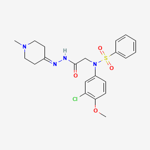molecular formula C21H25ClN4O4S B3569728 N-(3-chloro-4-methoxyphenyl)-N-{2-[2-(1-methyl-4-piperidinylidene)hydrazino]-2-oxoethyl}benzenesulfonamide 